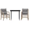 vidaXL 3-tlg. Bistro-Set mit Kissen Beigemischung Poly Rattan