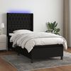 vidaXL Boxspringbett mit Matratze & LED Schwarz 90x200 cm Stoff