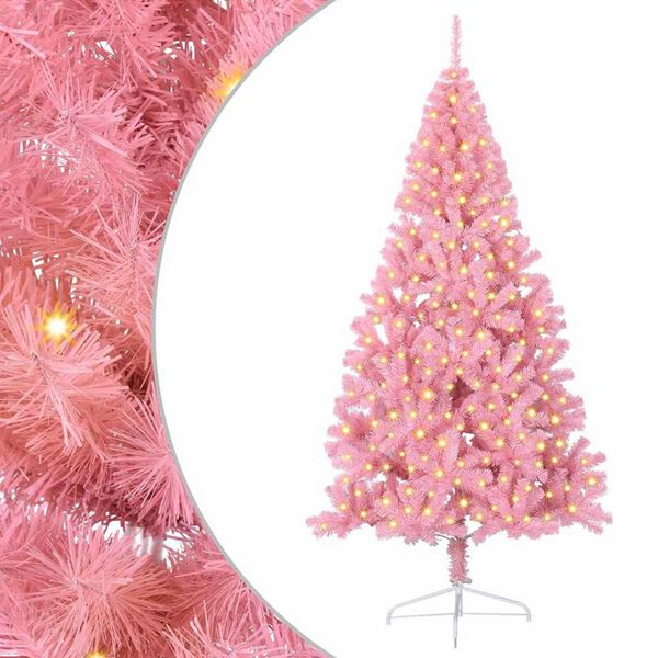 vidaXL K&uuml;nstlicher vorbeleuchteter Weihnachtsbaum Rosa 240 cm PVC