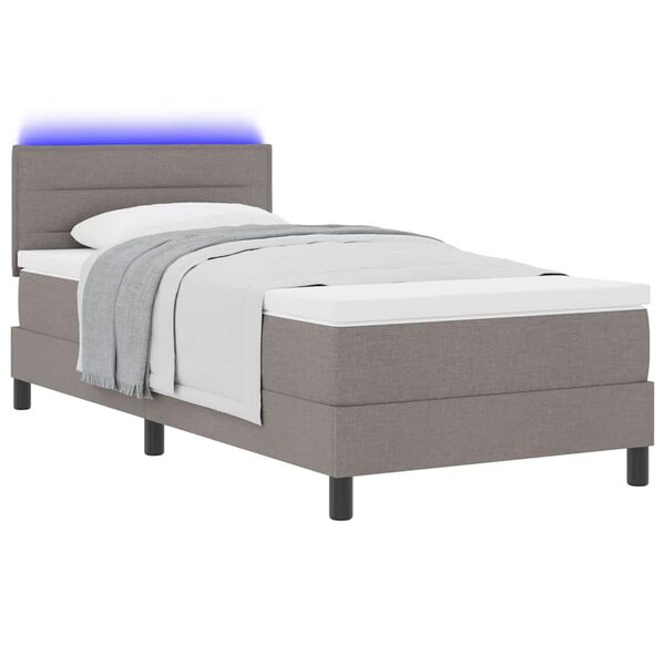 vidaXL Boxspringbett mit Matratze mit LED Taupe 90 x 190 cm Stoff