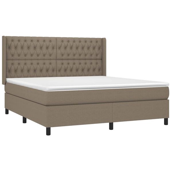 vidaXL Boxspringbett mit Matratze Taupe 180x200 cm Stoff