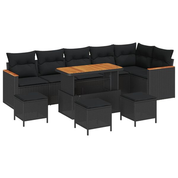 vidaXL Gartensofa-set 10 pcs Schwarz Poly-Rattan