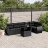 vidaXL 7-tlg. Garten-Sofagarnitur mit Kissen Schwarz Poly Rattan