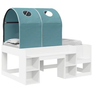 vidaXL Bett mit Tunnel 3 stk. Wei&szlig; und Hellblau Holzwerkstoff