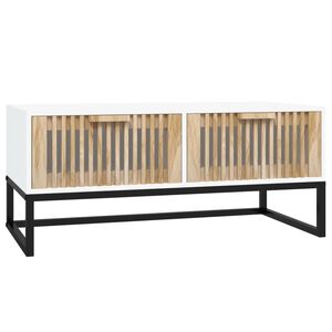 vidaXL Couchtisch Wei&szlig; 80x40x35 cm Holzwerkstoff und Eisen