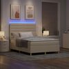 vidaXL LED Boxspringbett mit Matratze Creme 140 x 190 cm Stoff