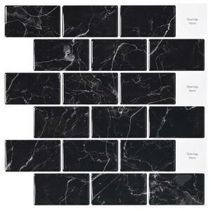 vidaXL U-Bahn-Fliese 20 pcs Schwarz Marmor 30 x 30 cm