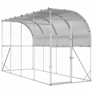 vidaXL H&uuml;hnerstall gegen die Wand Silber 600 x 150 x 215 cm