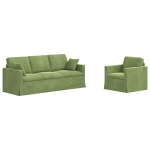 vidaXL Sofa Set 2 stk. Hellgr&uuml;n Samt