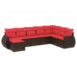 vidaXL 8-teiliges Gartensofa-Set mit Kissen, braun, Polyrattan