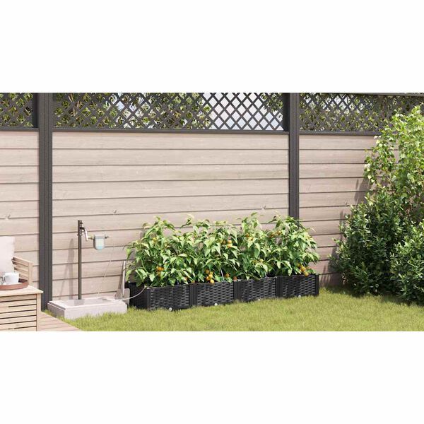 vidaXL Garten-Pflanzgef&auml;&szlig; 4 pcs Schwarz Stahl