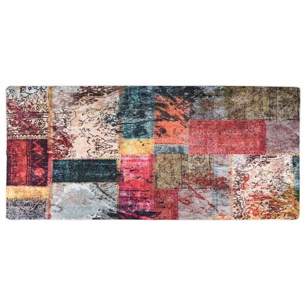 vidaXL Teppich Waschbar Patchwork 80x300 cm Mehrfarbig Rutschfest
