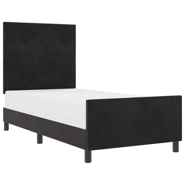 vidaXL Boxspringbett mit Kopfteil Schwarz 100 x 200 cm Samt