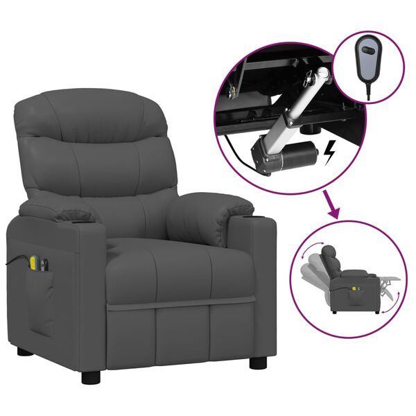 vidaXL Massagesessel Elektrisch Grau Kunstleder