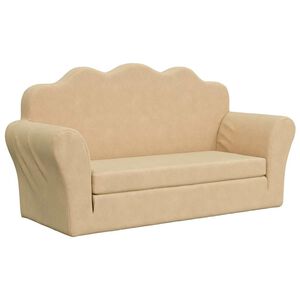 vidaXL Kinder-Schlafsofa 2-Sitzer Creme Weicher Pl&uuml;sch
