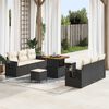 vidaXL Garten-Sofa-Set mit Kissen mit Speicher 9 pcs Schwarz und Creme