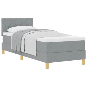 vidaXL Boxspringbett mit Kissen Hellgrau 80 x 200 cm Stoff