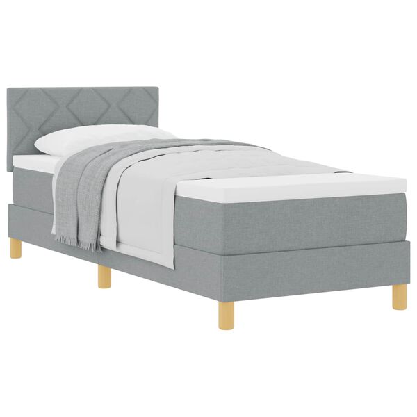 vidaXL Boxspringbett mit Matratze Hellgrau 80 x 200 cm Stoff