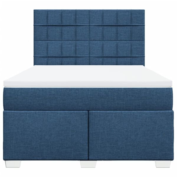 vidaXL Boxspringbett mit Matratze Blau 140x190 cm Stoff