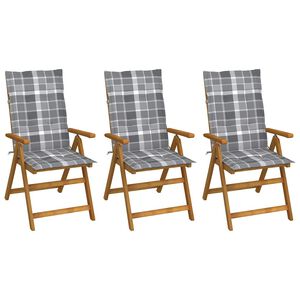 vidaXL Klappst&uuml;hle 3 Stk. mit Auflagen Massivholz Akazie