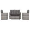 vidaXL 4-tlg. Garten-Lounge-Set mit Kissen Poly Rattan Grau