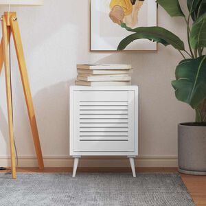 vidaXL Schrankt&uuml;r Lamellen-Design Wei&szlig; 39,5x39,4 cm Massivholz Kiefer