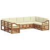 vidaXL Sofagarnituren 9 pcs Natur und Creme Massivholz Akazie
