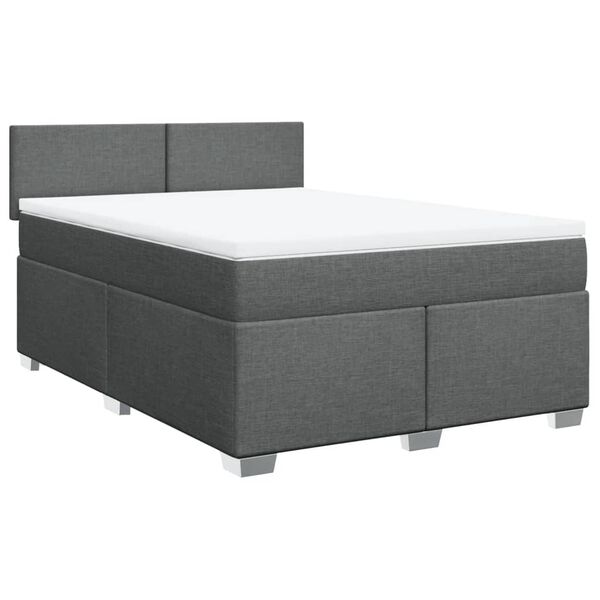 vidaXL Boxspringbett mit Matratze Dunkelgrau 160x200 cm Stoff