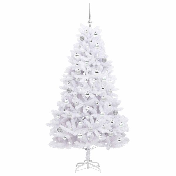 vidaXL K&uuml;nstlicher klappbarer Weihnachtsbaum Wei&szlig; 180 cm PVC und Stahl