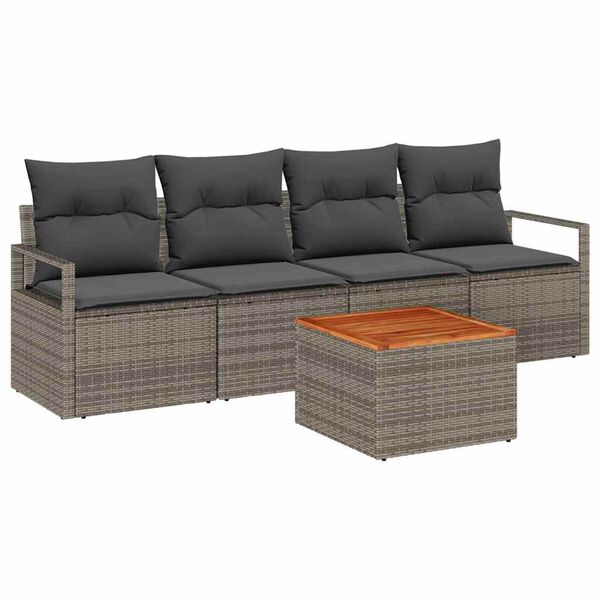 vidaXL Gartensofa-set mit Speicher 5 pcs Grau Poly-Rattan