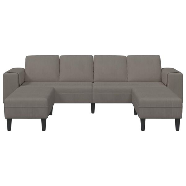 vidaXL Sofa mit Kissen Hellgrau 250 x 188 x 76 cm Cordstoff