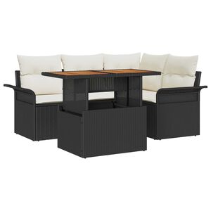 vidaXL Garten-Sofa-Set mit Speicher 5 pcs Schwarz Poly Rattan