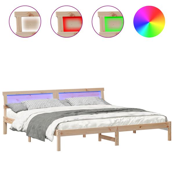 vidaXL Bettgestell mit Kopfteil Braun 200 x 200 cm Massivholz Kiefer