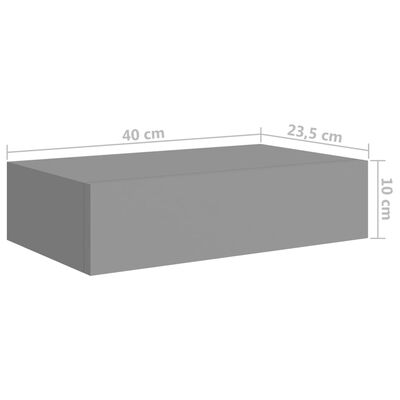 vidaXL Wand-Schubladenregale 2 Stk. Grau 40x23,5x10 cm MDF