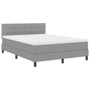 vidaXL Boxspringbett mit Matratze mit LED Hellgrau 140 x 190 cm Stoff