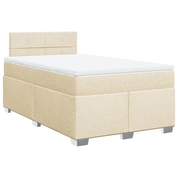 vidaXL Boxspringbett mit Matratze Creme 120x200 cm Stoff