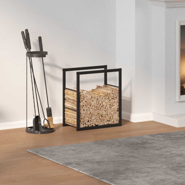 vidaXL Brennholzregal Schwarz 55x30x61 cm Stahl