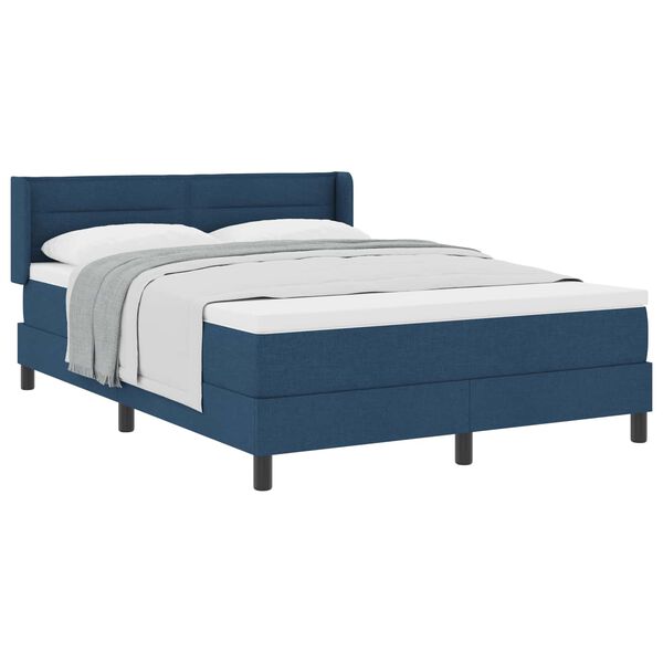vidaXL Boxspringbett mit Matratze Blau 200 x 140 cm Polyester