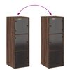 vidaXL Wandschrank mit Glast&uuml;ren Braun Eichen-Optik 35x37x100 cm
