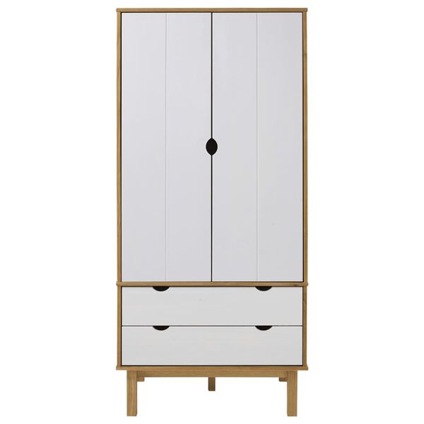 vidaXL Kleiderschrank OTTA Braun&Weiß 76,5x53x172 cm Massivholz Kiefer