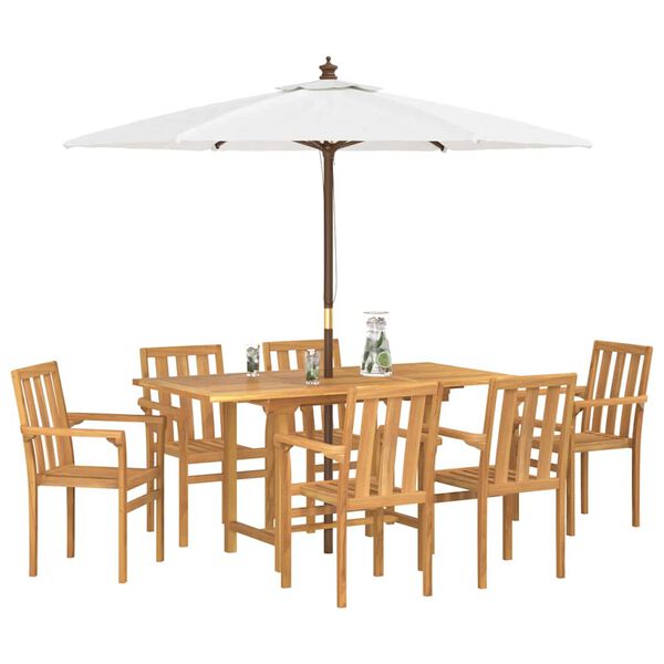 vidaXL Garten Essgruppe 7 pcs Braun Massivholz Teak