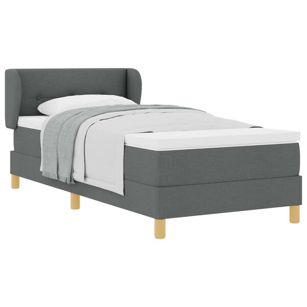 vidaXL Boxspringbett mit Matratze Dunkelgrau 90 x 190 cm Stoff
