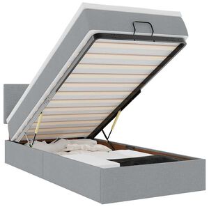 vidaXL Ottoman-Bett mit Matratze & LEDs Hellgrau 100x200 cm Stoff