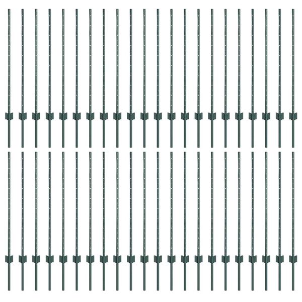 vidaXL Zaunpfosten 44 pcs Grün 140 cm Stahl