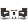 vidaXL 3-tlg. Garten-Essgruppe Poly Rattan Schwarz