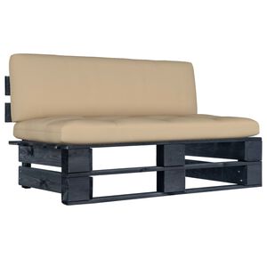 vidaXL Garten-Mittelsofa aus Paletten Schwarz Kiefernholz Impr&auml;gniert