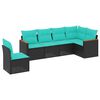 vidaXL 6-teiliges Gartensofa-Set mit Kissen, schwarzes Polyrattan