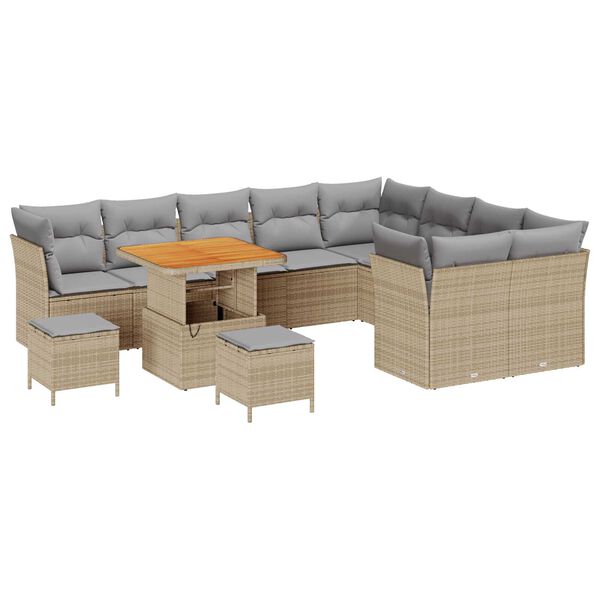 vidaXL Garten-Sofa-Set mit Kissen 12 pcs Beige und Hellgrau