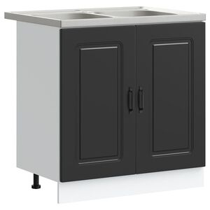 vidaXL K&uuml;chenschrank Kalmar Schwarz 80 x 46 x 81.5 cm Holzwerkstoff