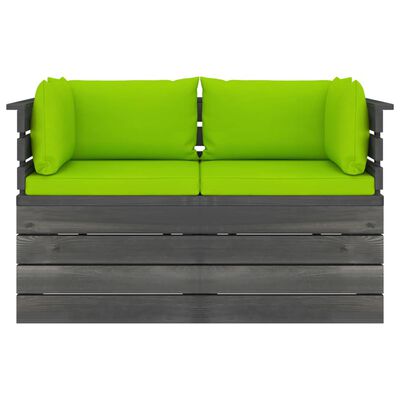 vidaXL Garten-Palettensofa 2-Sitzer mit Kissen Kiefer Massivholz